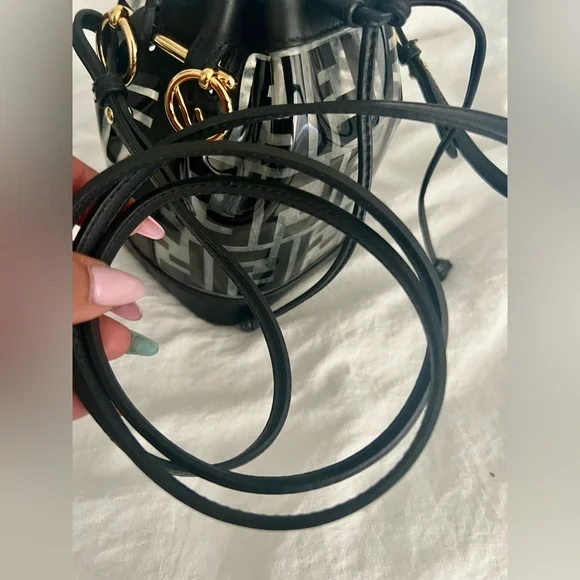 đź‘‘âś…PRICE FIRMâś…AUTHENTIC Fendi Black & Gold Mon Tresor Mini Bucket - Picture 10 of 16